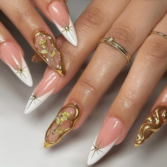 Golden Goddess French Tip Press-On Nails ✨