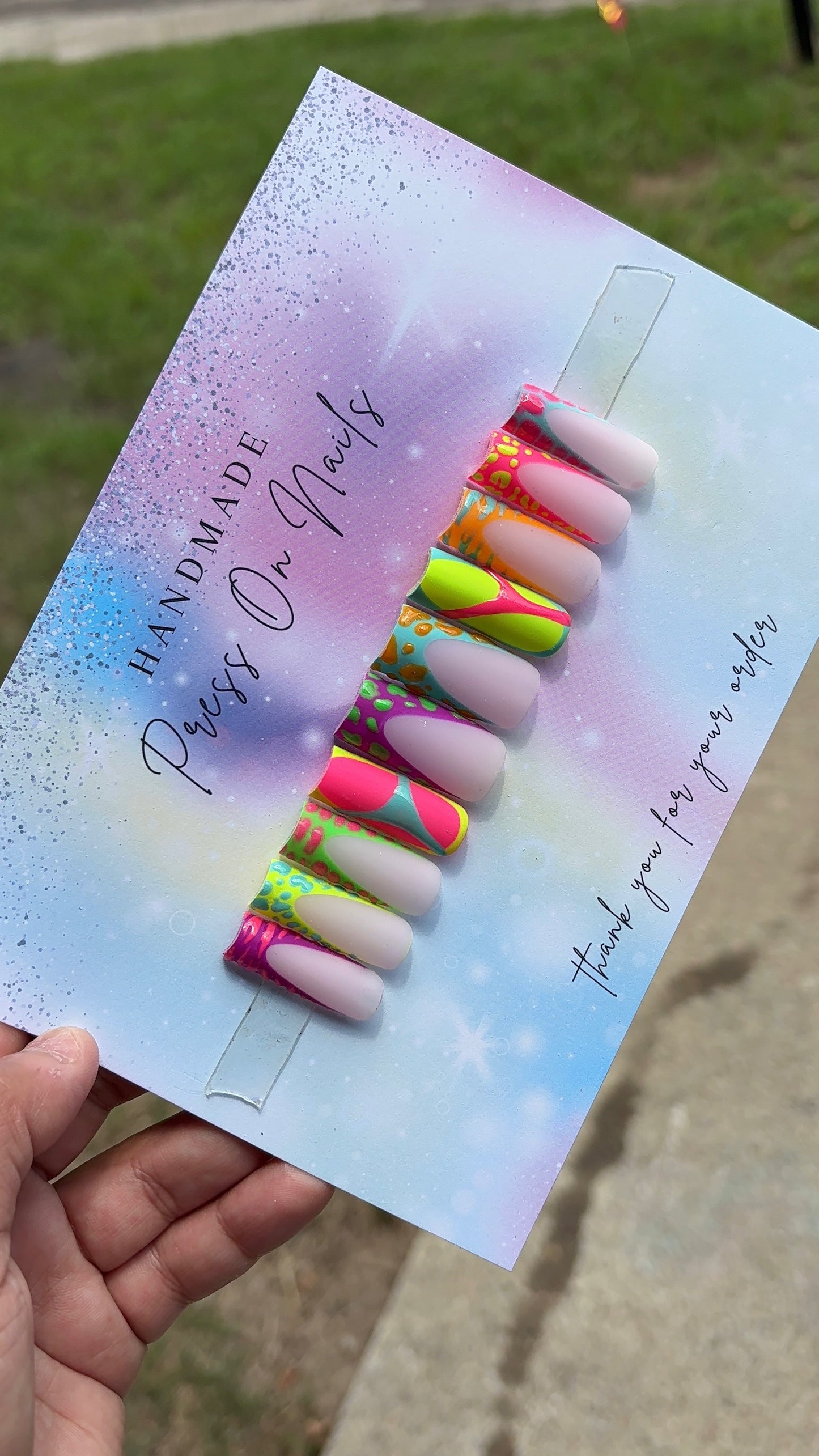 Neon Pop Abstract Press-On Nails