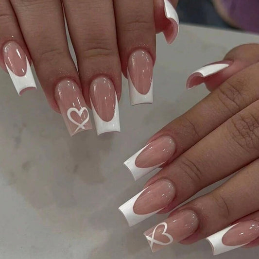 Sweetheart French Tip Press-On Nails 🤍✨