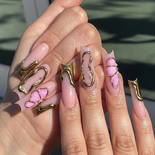 Pink Butterfly Luxe Press-On Nails 🦋✨